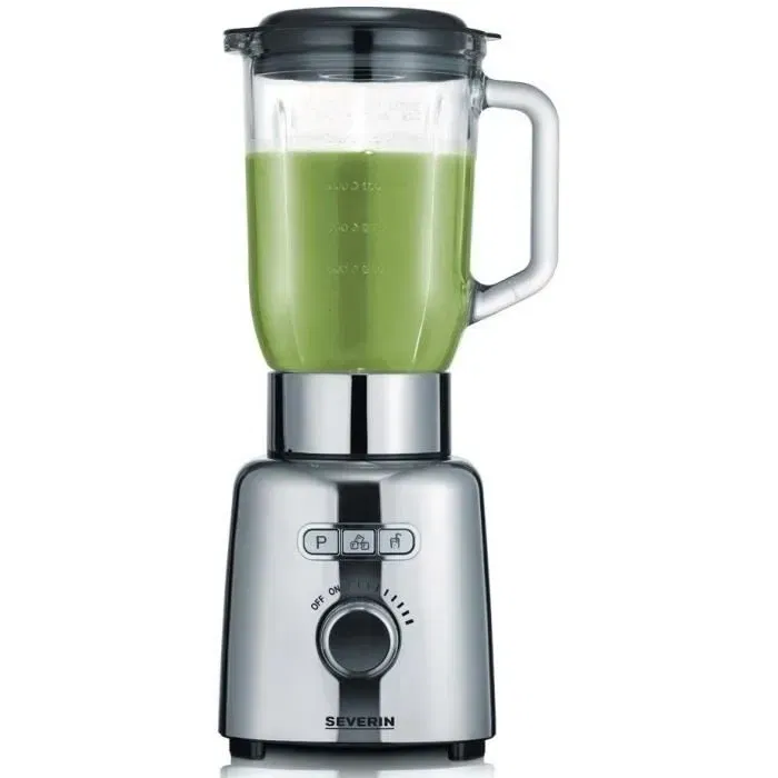 Severin SM3710 Blender 1000 W - Pichet en verre 1.5 L, fonction Pulse et Smoothie, 6 lames inox, design inox, régulation de vitesse, anti-glisse Severin SM3710 Blender 1000 W - Pichet en verre 1.5 L, fonction Pulse et Smoothie, 6 lames inox, design inox, régulation de vitesse, anti-glisse