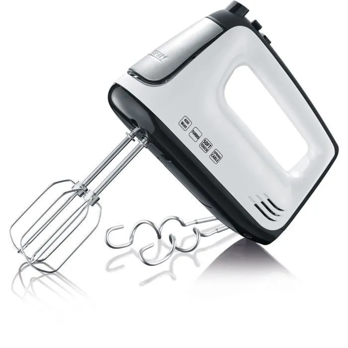 SEVERIN HM3830 Batteur Électrique - 5 Vitesses + Turbo, 1600 Tours/min, 2 Fouets et Crochets Inox