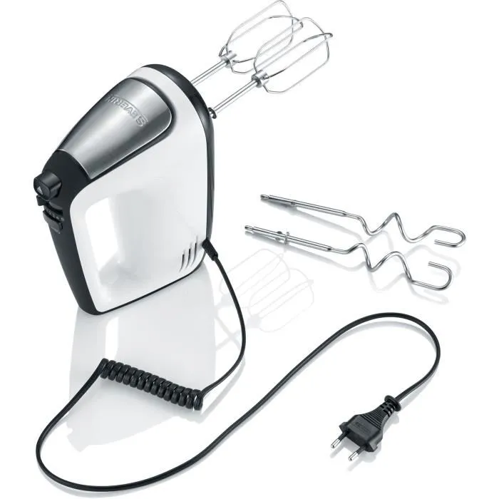 SEVERIN HM3830 Batteur Électrique - 5 Vitesses + Turbo, 1600 Tours/min, 2 Fouets et Crochets Inox
