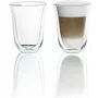 DeLonghi Lot de 2 tasses à latte macchiato - Double paroi, 33 cl, blanc - Prévention des brûlures