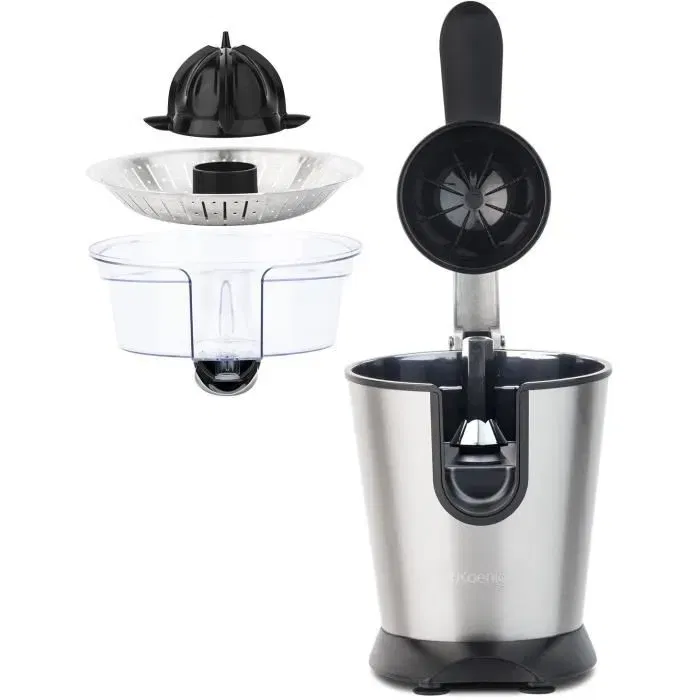 H.KoeNIG Presse-agrumes électrique AGR80 - Bras articulé 160W, design inox silencieux, système anti-goutte, facile à nettoyer