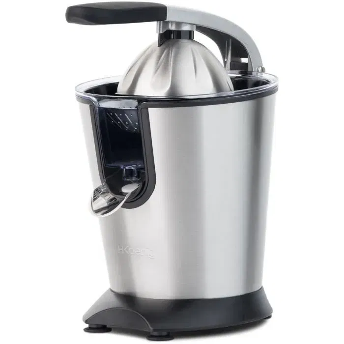 H.KoeNIG Presse-agrumes électrique AGR80 - Bras articulé 160W, design inox silencieux, système anti-goutte, facile à nettoyer