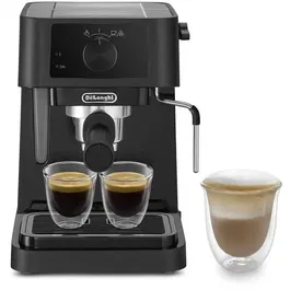 Delonghi EC235.BK Stilosa Machine à Expresso Noir avec Buse à Vapeur, Filtre 1/2 Tasses Compatible ESE et Grille Égouttoir 2 en 1