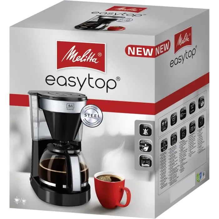 Melitta Cafetière Filtre Easy Top II 1023-04, 1050W, 10 Tasses, Noir