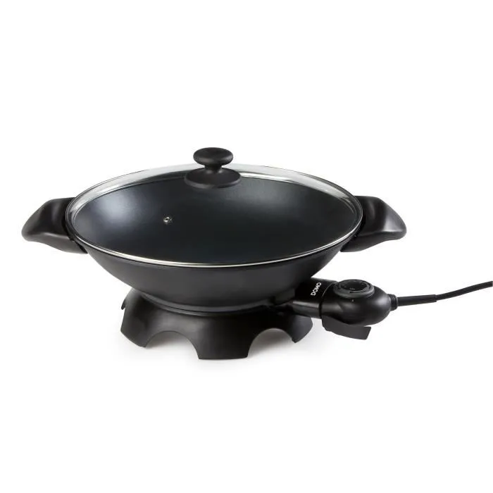 Domo DO8708W Wok électrique 5 litres 35.5 cm - Noir - Thermostat réglable, revêtement antiadhésif, couvercle en verre, garantie 2 ans Domo DO8708W Wok électrique 5 litres 35.5 cm - Noir - Thermostat réglable, revêtement antiadhésif, couvercle en verre, garantie 2 ans
