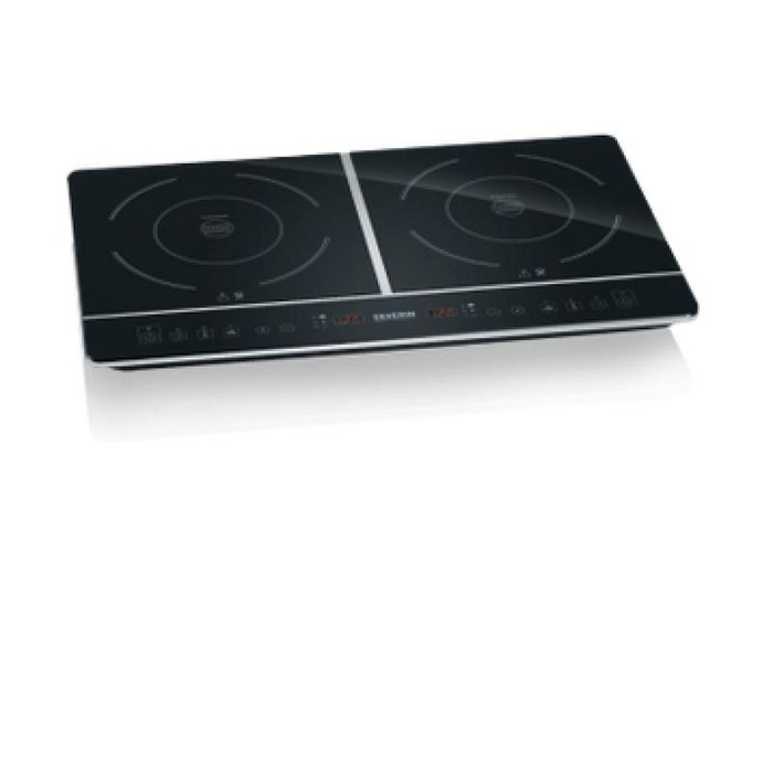 Severin DK1031 Table de cuisson à induction double noire – Plaques vitrocéramiques, 10 niveaux de puissance, jusqu'à 240 °C
