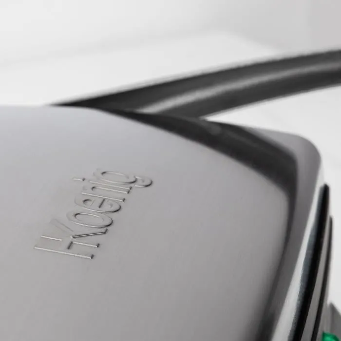 H.Koenig GR20 - Grill électrique multifonction 2000W Inox - Surface de cuisson 29.7 x 23 cm - Thermostat réglable et ajustement automatique