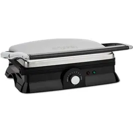 H.Koenig GR20 - Grill électrique multifonction 2000W Inox - Surface de cuisson 29.7 x 23 cm - Thermostat réglable et ajustement automatique