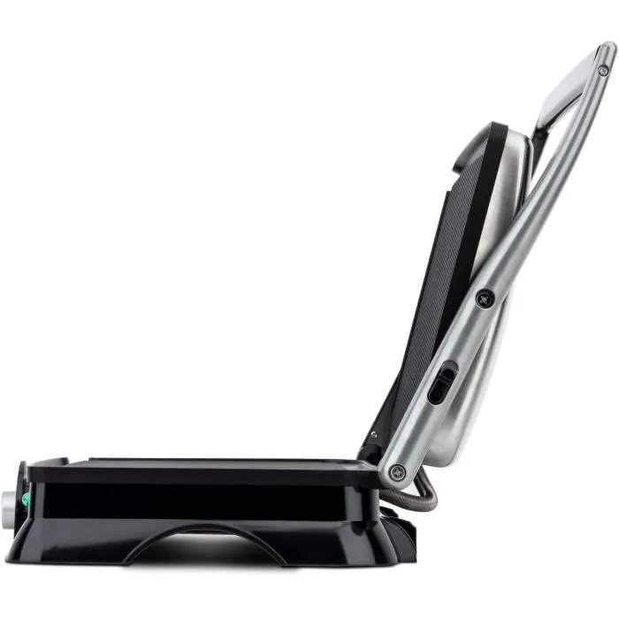 H.Koenig GR20 - Grill électrique multifonction 2000W Inox - Surface de cuisson 29.7 x 23 cm - Thermostat réglable et ajustement automatique