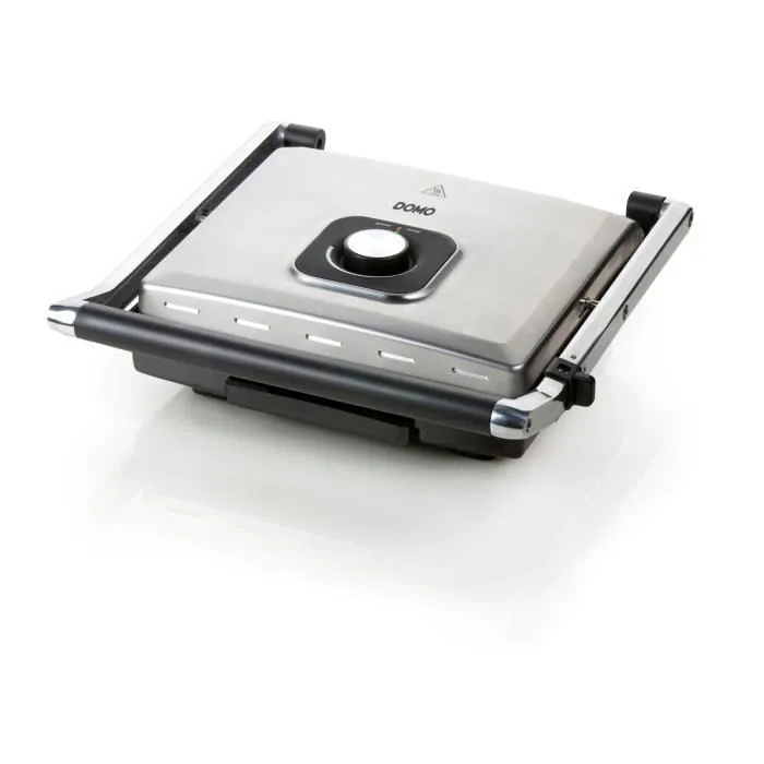Domo Grill Multifonctions Électrique 2000 W - Grandes Plaques Anti-Adhésives Teflon - Couvercle Flottant et Thermostat Réglable - Pour Paninis, Viande, Légumes Domo Grill Multifonctions Électrique 2000 W - Grandes Plaques Anti-Adhésives Teflon - Couvercle Flottant et Thermostat Réglable - Pour Paninis, Viande, Légumes