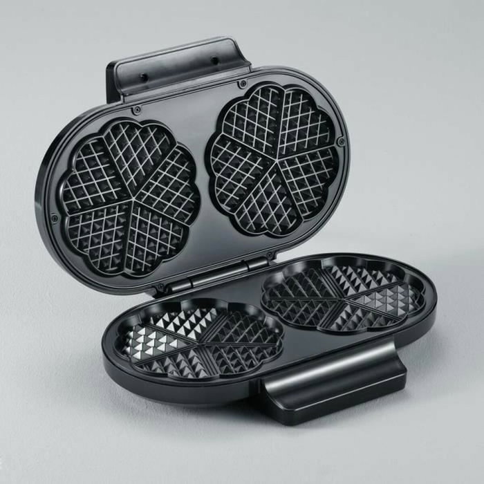 Severin WA2106 Gaufrier avec plaques en forme de cœur, Noir