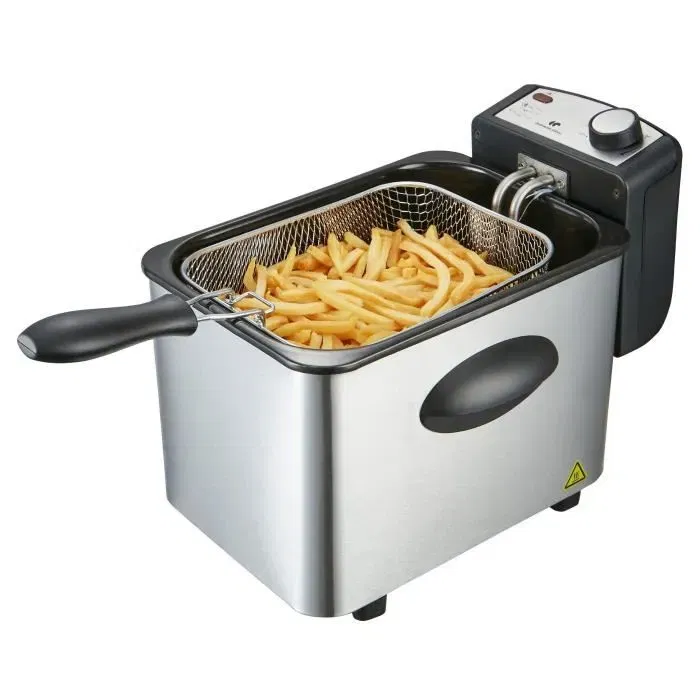 Continental Edison CEFR4IX3 - Friteuse électrique 4 litres 2000W avec thermostat réglable 130°C à 190°C - Friture rapide et homogène Continental Edison CEFR4IX3 - Friteuse électrique 4 litres 2000W avec thermostat réglable 130°C à 190°C - Friture rapide et homogène