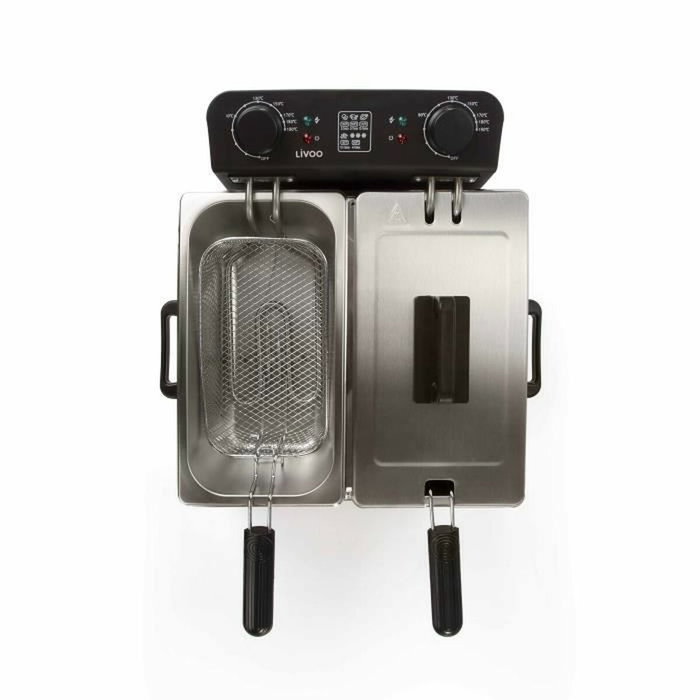 Livoo DOC217 Friteuse Double 2 cuves Inox Noir et Gris