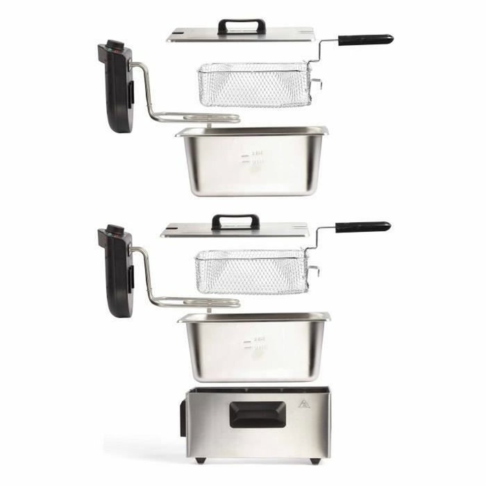 Livoo DOC217 Friteuse Double 2 cuves Inox Noir et Gris