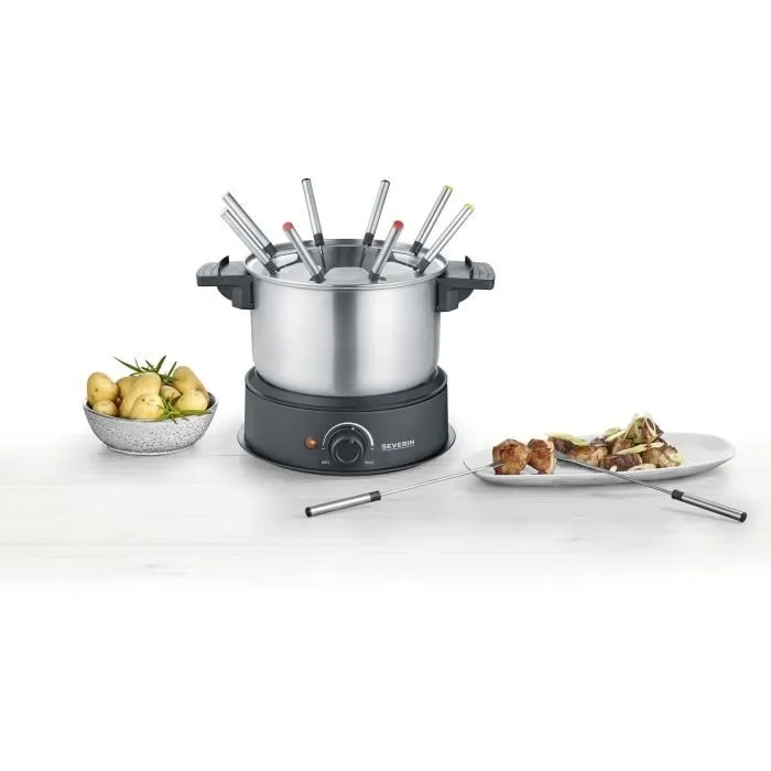 Severin FO2473 Fondue Électrique 1.4L, 1500W, Thermostat Réglable, Pour 8 Personnes, Caquelon Inox Amovible Lavable au Lave-Vaisselle Severin FO2473 Fondue Électrique 1.4L, 1500W, Thermostat Réglable, Pour 8 Personnes, Caquelon Inox Amovible Lavable au Lave-Vaisselle