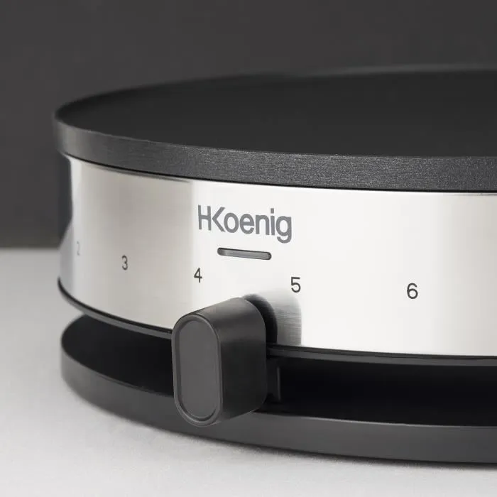 HKoenig KREP29 Crêpière électrique 33 cm, revêtement anti-adhésif, thermostat 230°C, 1300W, bandeau inox, pour crêpes salées ou sucrées