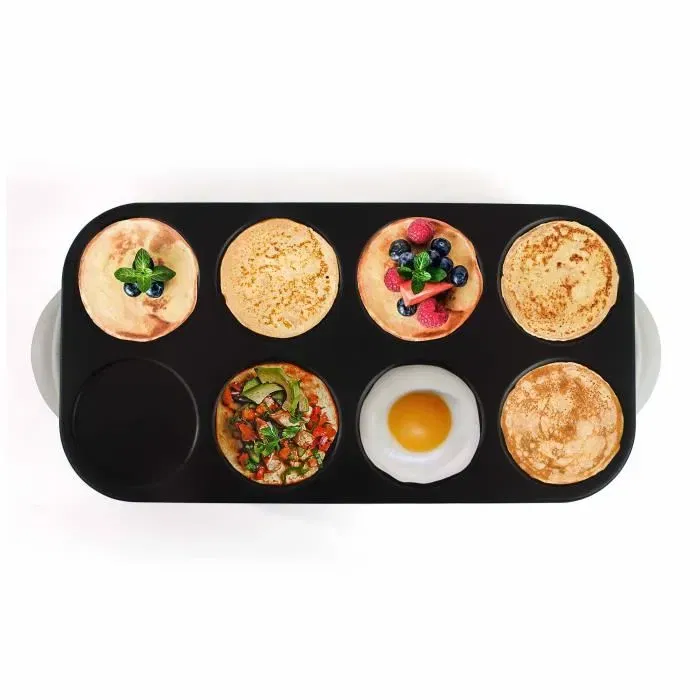 Livoo DOC186 Crêpière électrique Maxi Crepes Party - 1500W, surface 64.5x29 cm, 8 personnes, poignées et cordon amovible - Blanc