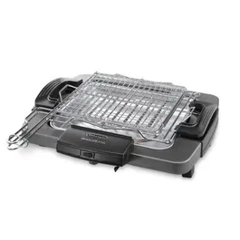 Delonghi BQ60.X - Barbecue électrique portable 1900 W - Double grille réglable et plateau aluminium amovible - Pour intérieur et extérieur