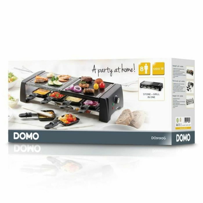 Domo Raclette Grill et Pierre à cuire DO9190G, 8 personnes, 1200W, Noir