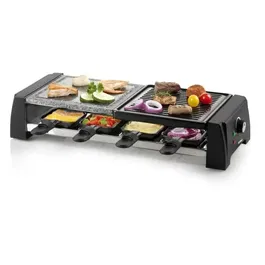 DOMO DO9190G Appareil Raclette, Grill et Pierre à Cuire Électrique 1200W, 8 Personnes, Revêtement Antiadhésif, Noir