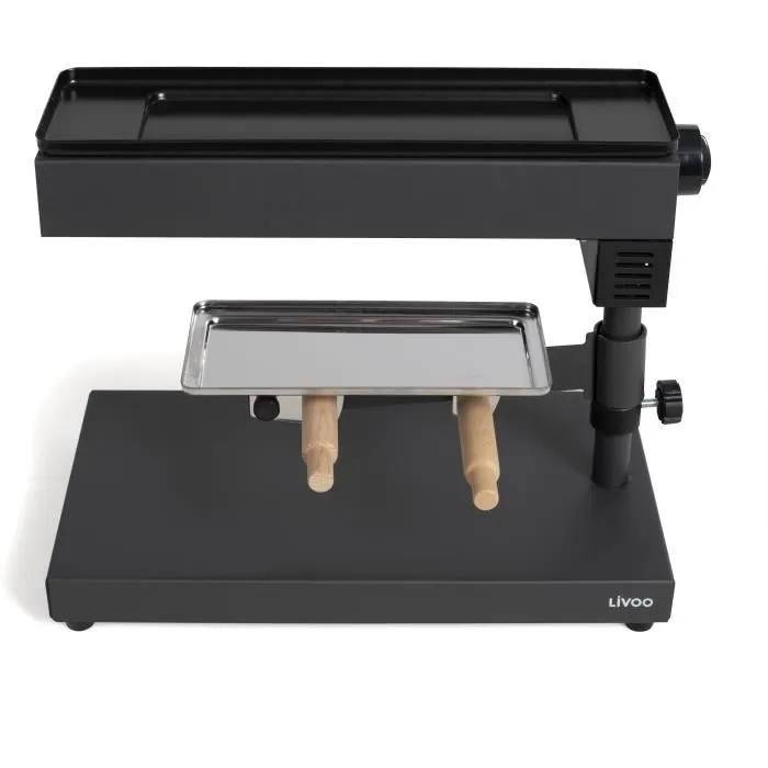 Livoo DOC159 - Appareil à raclette traditionnel électrique 600W pour 6 à 8 personnes - Thermostat réglable, porte-fromage amovible, 2 spatules incluses