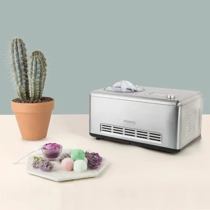 Hkoenig Turbine à glaces HF320 - Capacité 2L - Préparation rapide 30 à 50 min - 180W - Glaces et sorbets maison