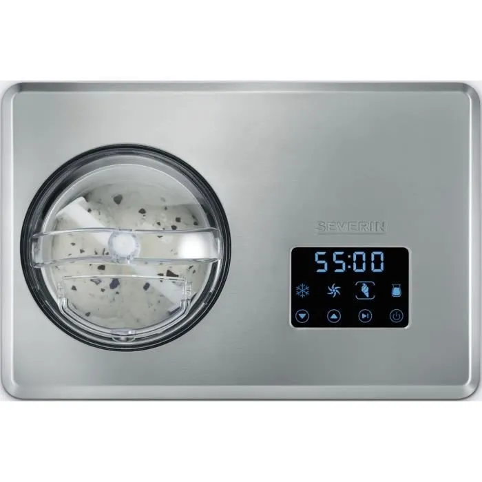 Severin Sorbetière EZ7405 - Capacité 2 litres - Fonction brassage et refroidissement - 180 W - Pour glaces, sorbets et yaourts glacés - Écran tactile LED
