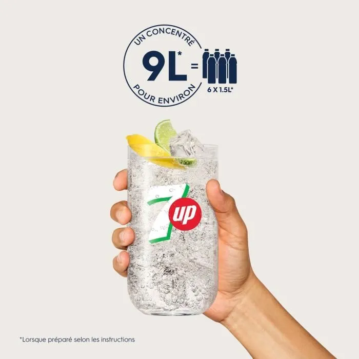 Sodastream Concentrés 7UP - Lot de 6 Bouteilles de 440ml - Préparation jusqu'à 54L de Boissons Gazeuses - Saveur Citron-Lime