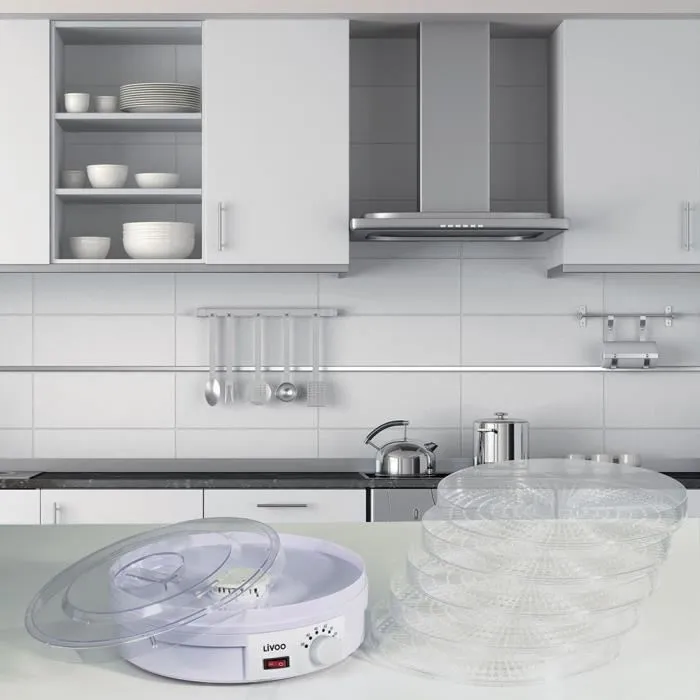 Livoo DOM202 Déshydrateur Alimentaire 250W - 5 Plateaux, Thermostat et Interrupteur - Pour Fruits, Légumes et Aliments