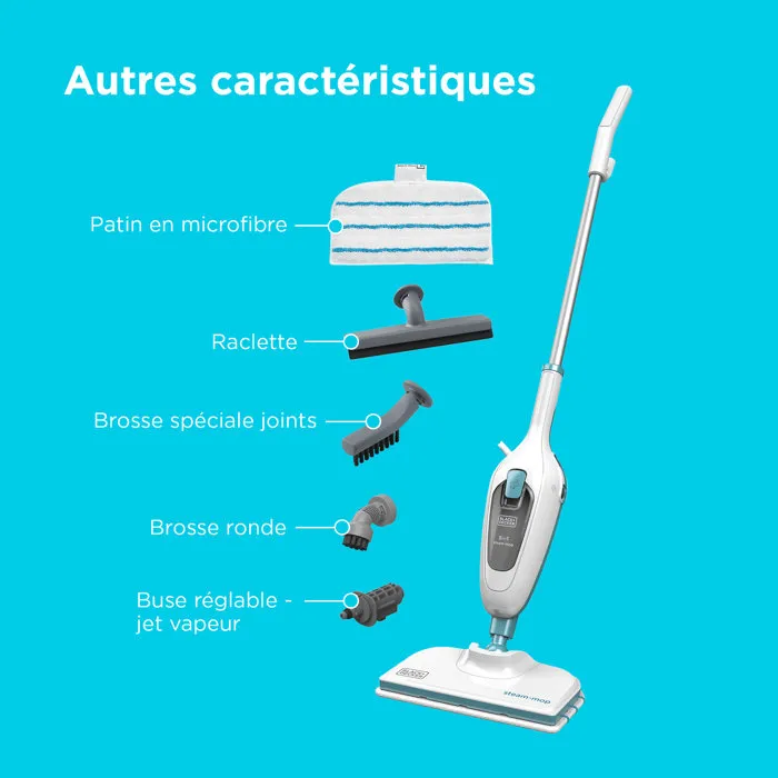 Black + Decker FSMH13E5-QS - Balai vapeur avec nettoyeur à main 5 en 1