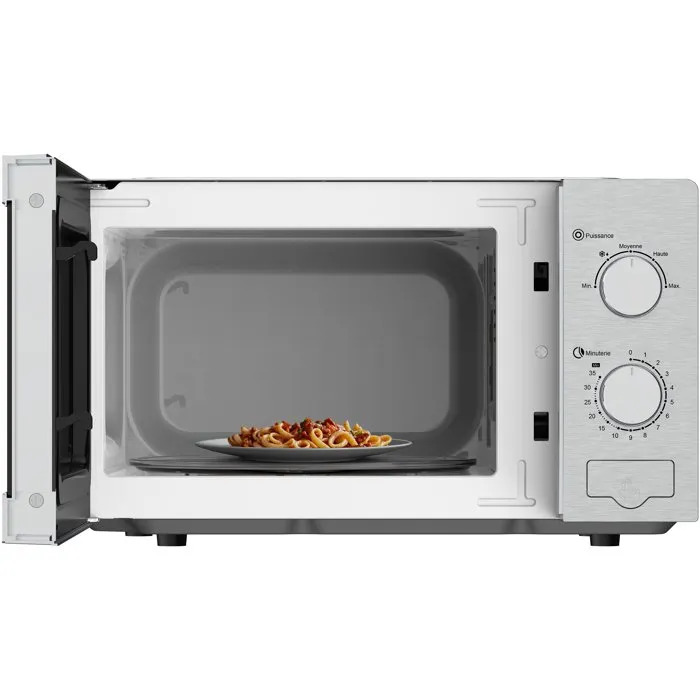 Oceanic MO20S - Micro-ondes Monofonction 700W, Capacité 20L, Argent, Dimensions L45 x H24 x P32.1 cm