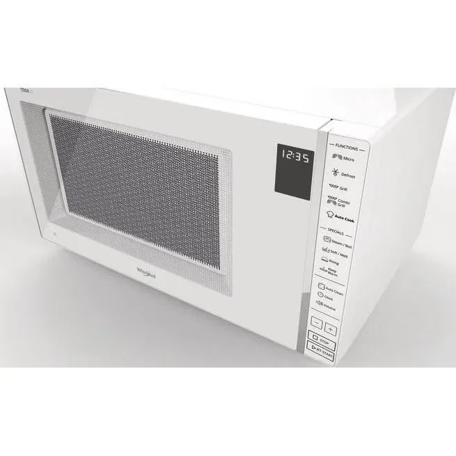 Whirlpool MWP304W Micro-ondes posable 30 litres blanc avec gril et vapeur, fonctions électroniques Cook30, Auto Cook, 900W/1050W