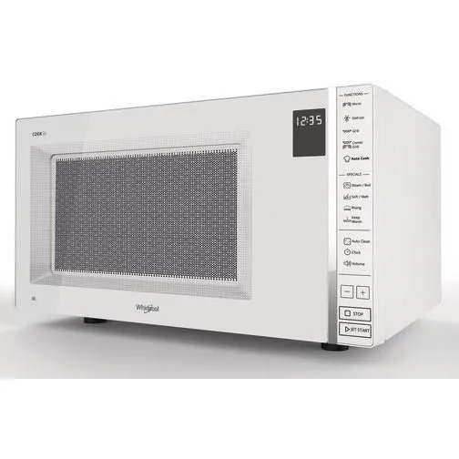 Whirlpool MWP304W Micro-ondes posable 30 litres blanc avec gril et vapeur, fonctions électroniques Cook30, Auto Cook, 900W/1050W