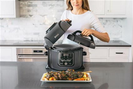 Ninja OP300EU Olla électrique multifonction 7 en 1 Foodi - Olla à pression, Air Crisp (friteuse sans huile), cuisson lente, vapeur, grill, rôtir/dorer - 6 litres