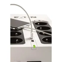 Eaton 3S700F Onduleur-Multiprise-Parafoudre Off-line UPS 700VA/420W, 8 Prises Françaises, 1 Prise Téléphone/Internet, 2 Ports USB de Charge