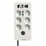 Eaton Protection Box PB6TUF - Multiprise Parafoudre 6 Prises FR + 1 Tel/RJ + 2 USB - Blanc & Noir