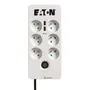 EATON Protection Box PB6TUF - Multiprise parafoudre avec 6 prises FR + 1 prise téléphone/RJ + 2 ports USB de charge - Blanc et Noir