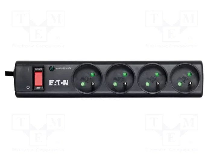 Eaton Protection Strip PS4F - Multiprise parafoudre 4 prises françaises, Noir