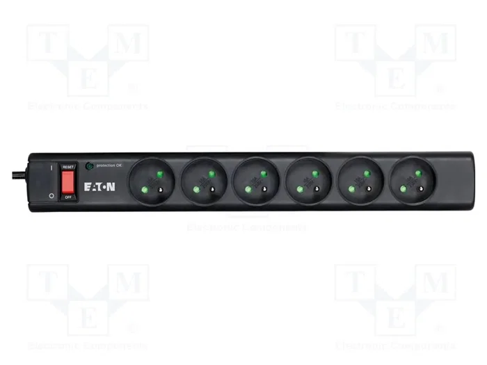 Eaton Protection Strip PS6F - Multiprise parafoudre 6 prises françaises - Noir Eaton Protection Strip PS6F - Multiprise parafoudre 6 prises françaises - Noir