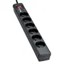 Eaton PS6TF - Multiprise Parafoudre avec 6 Prises Françaises + 1 Prise Téléphonique RJ - Protection jusqu'à 20 000 A - 2500 W - Noir