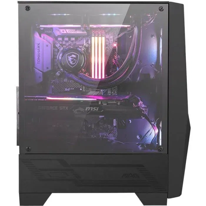 MSI MAG FORGE 100R Boîtier PC ATX Noir avec Fenêtre en Verre Trempé - Support Rad 240mm Avant/Haut, 120mm Arrière