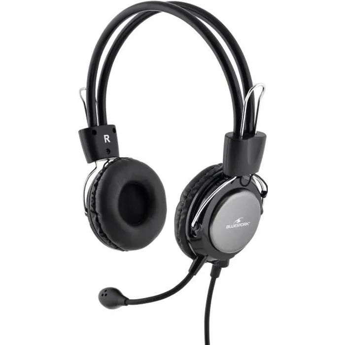 Bluestork Casque-micro MC201 avec micro flexible, contrôle du volume et réduction de bruit - Compatible Windows, Mac, Smartphone, Tablette Bluestork Casque-micro MC201 avec micro flexible, contrôle du volume et réduction de bruit - Compatible Windows, Mac, Smartphone, Tablette