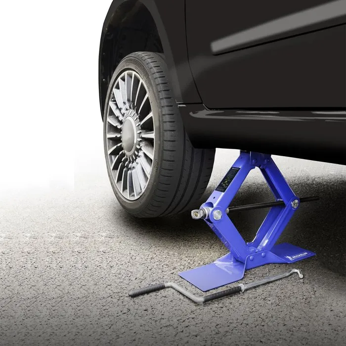 MICHELIN - Cric losange 1.5T Capacité 1500 kg, Hauteur de levage 115 à 390 mm, pieds larges, semelle caoutchouc, poignée confort