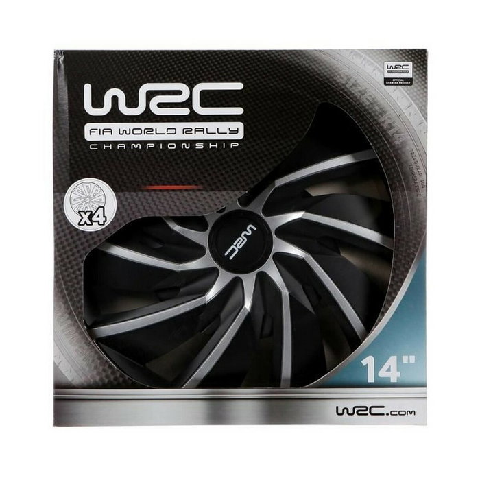 WRC Lot de 4 enjoliveurs bicolores Turbo 14 pouces gris et noir