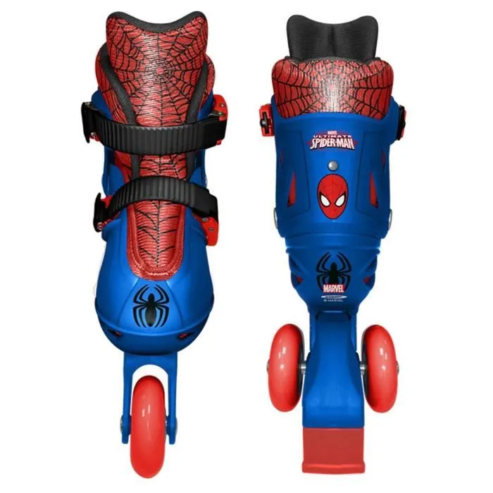 Stamp Patins à Roulettes Enfants Ajustables SPIDERMAN Taille 27-30 - Bleu avec Roulements à Billes et Frein Arrière