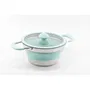 Faitout en silicone rétractable Diamètre 20 cm avec couvercle en verre, résistant au four jusqu'à 200°C, compatible lave-vaisselle, couleur Bleu