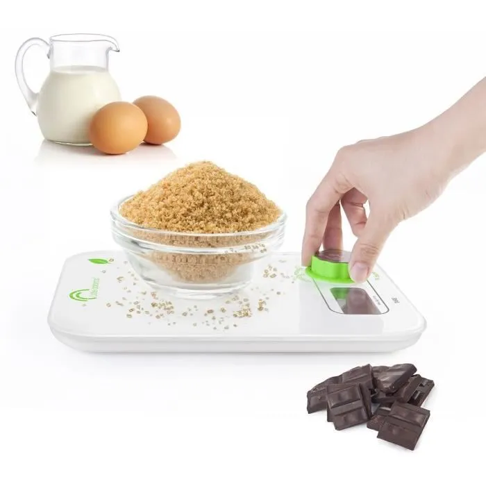 Little Balance 8198 Kinetic Flower - Balance de cuisine sans pile 5 kg / 1 g avec plateau en verre trempé et écran LCD, Blanc Little Balance 8198 Kinetic Flower - Balance de cuisine sans pile 5 kg / 1 g avec plateau en verre trempé et écran LCD, Blanc