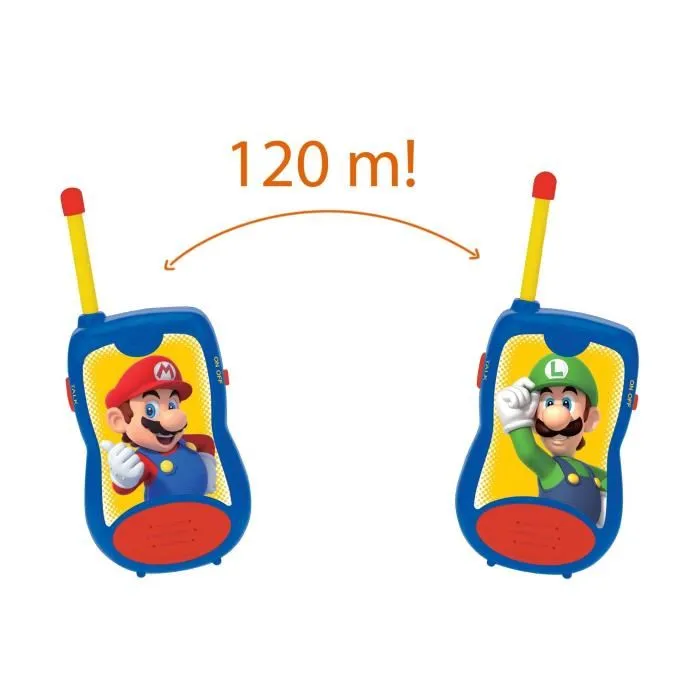 Lexibook LEXIBOOK Talkies-Walkies Super Mario, portée 120 m, 2 appareils avec antenne flexible et clip de ceinture