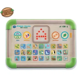 Vtech Play Green Tablette Éducative ABC Nature en Bois FSC, 26 Touches Tactiles Lettres Chiffres Animaux, Jouet Français 12 Mois à 4 Ans