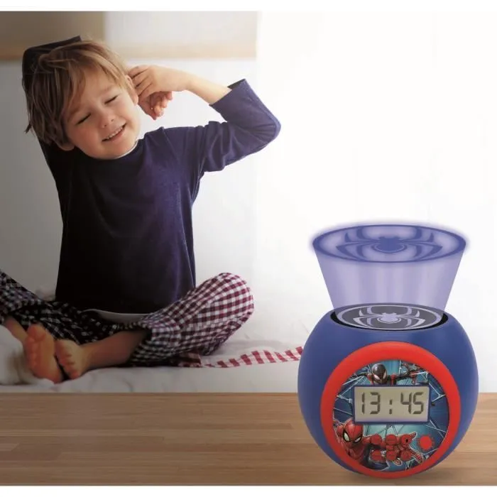 Lexibook Réveil Projecteur Spider-Man avec Minuteur - Projection 3 Couleurs, Veilleuse et Fonction Snooze - Alimentation 3 x AAA